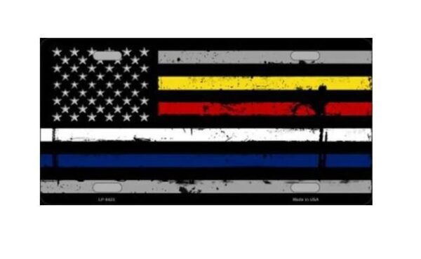 Thin Line Flag Police Fire Ems Metal Novelty License Plate Tag 6&Quot; X 12&Quot;