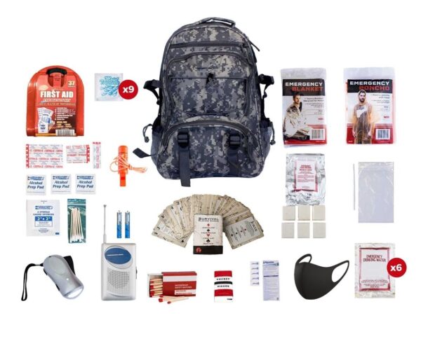 1 Person Basic Survival Kit (72+ Hours) Camo Backpack