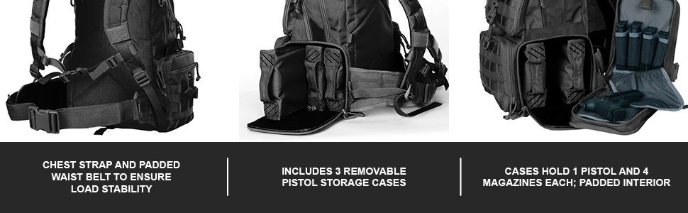 Gps Tactical Range Backpack Pistol Handgun Shooting Range Bag Blk Gun Storage3