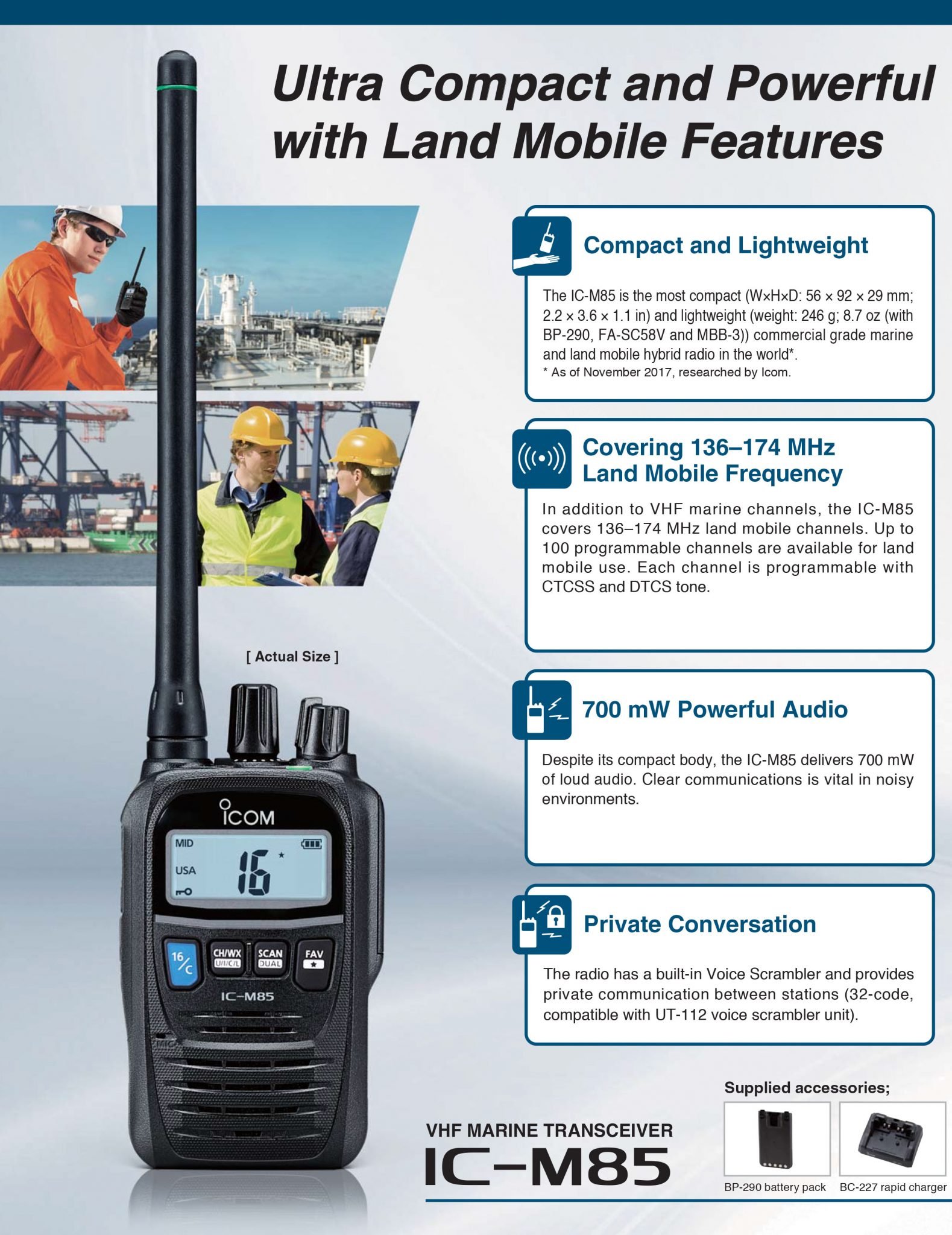 Icom M85 Vhf / Land Mobile Handheld Radio / Power To Punch Through The ...